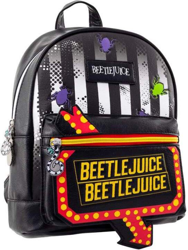 Beetlejuice-ryggsekk 29 cm – PU, neonskiltdesign