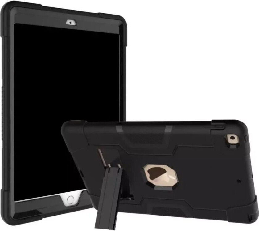 iPad 10.2" (2021 / 2020 / 2019) Håndverker Deksel med Stativfunksjon og Front Ramme- Svart