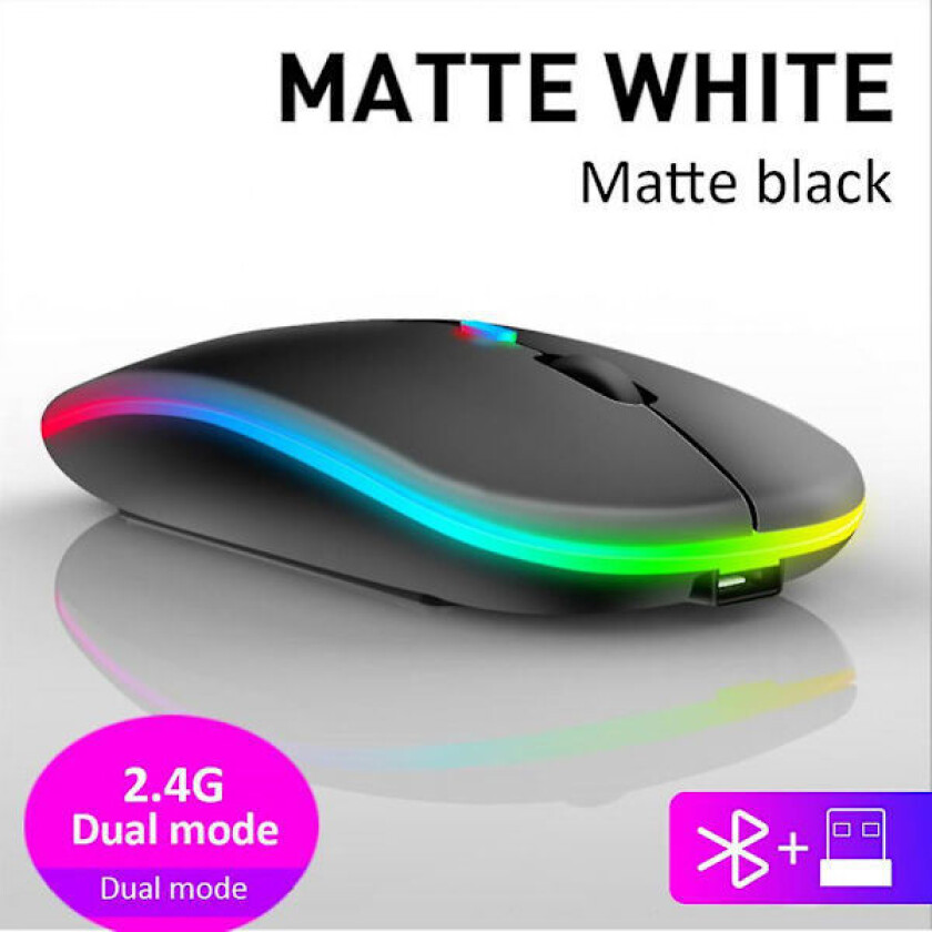Trådløs Stille Mus 2.4GHz Overwatch Mus Gamer RGB Mus Bærbar Trådløs Mus for Bærbar Gaming Datamaskin Svart