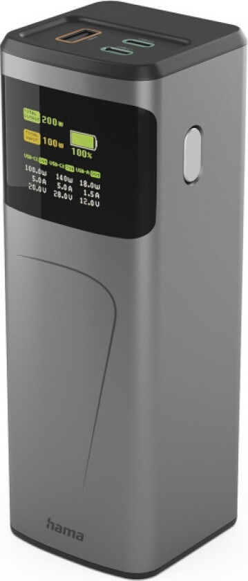 Powerbank 24000mah 2xUSB-C 1xUSB-A 200W Rask Lading