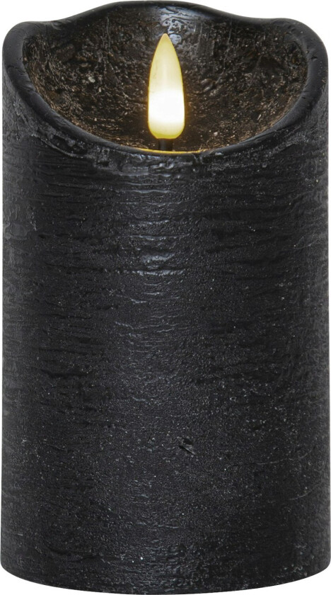 Flamme Rustic Led Kubbelys Svart 12 Cm - LED-lys Voks Sort - 061-17-1