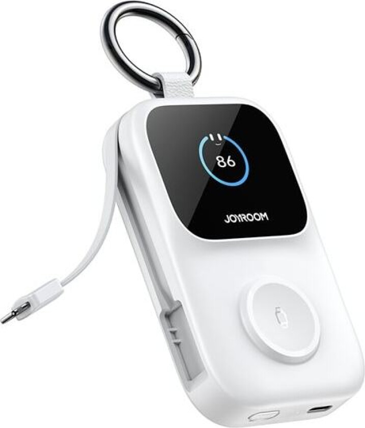 JR-W19 5000mAh Powerbank med 5W trådløs klokkelading - hvit