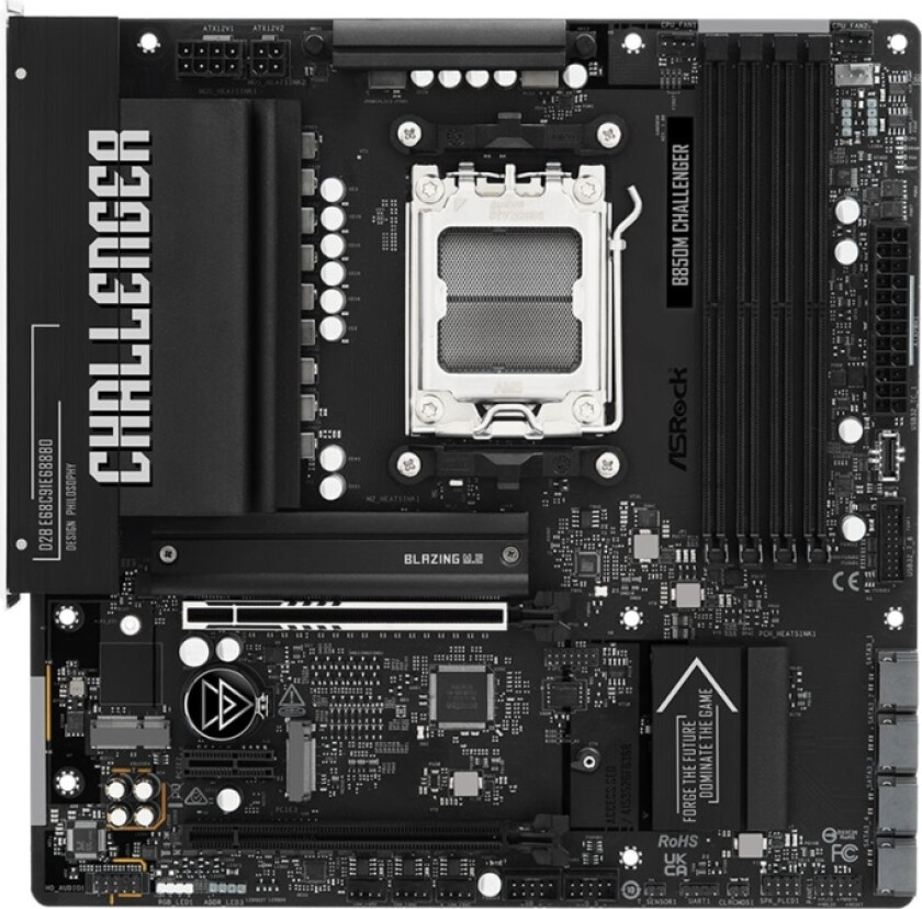 B850M Challenger - Hovedkort - micro ATX - Socket AM5 - AMD B850 Chipset - USB-C 3.2 Gen 1, USB 3.2 Gen 1 - 2.5 Gigabit LAN - innbygd grafikk (CPU kreves) - HD-lyd (8-kanalers)