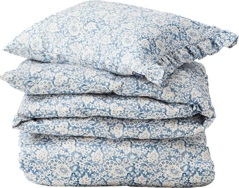 Bilde av Blue Floral Printed Cotton Sateen sengesett 50x60 cm, 220x220 cm