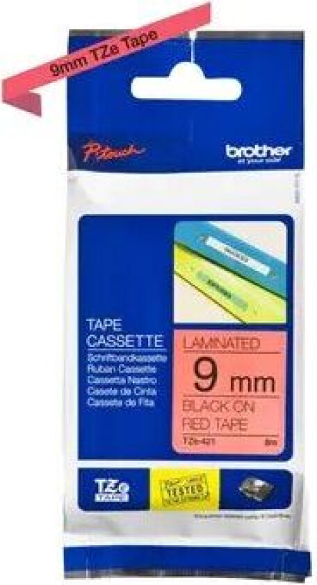 Tape 9mm Tze-421 Svart/r�d