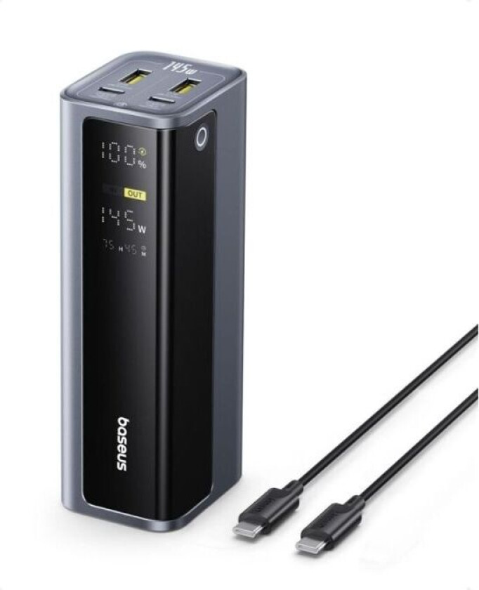 Baseus EnerGeek GP12 - Strømbank - 20800 mAh - 145 watt - PD 3.0 - 4 utgangskontakter (2 x USB-C, 2 x 9-stifts USB-type A) - grå