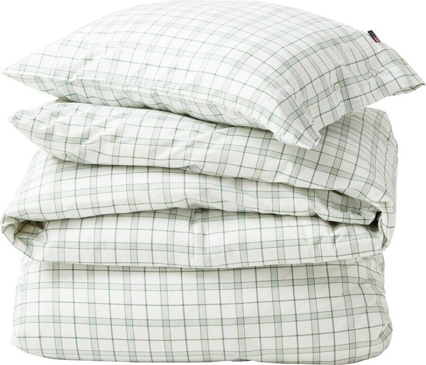 White/Green Checked Lyocell/Cotton sengesett 50x60 cm, 150x210 cm