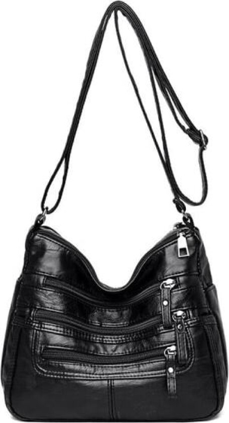 Liten Messenger Bag for Kvinner Pu Lær Skulderveske Håndveske Dame Crossbody Lett Messenger Multi Lomme