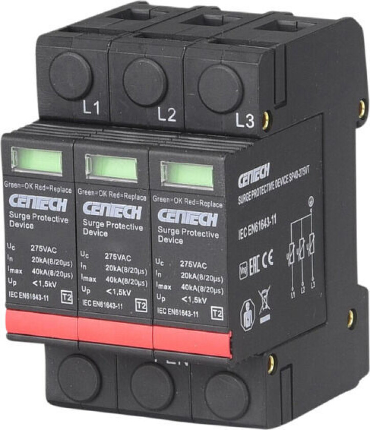Overspenningsvern 3P type 2 pluggbar 385V - 1601187