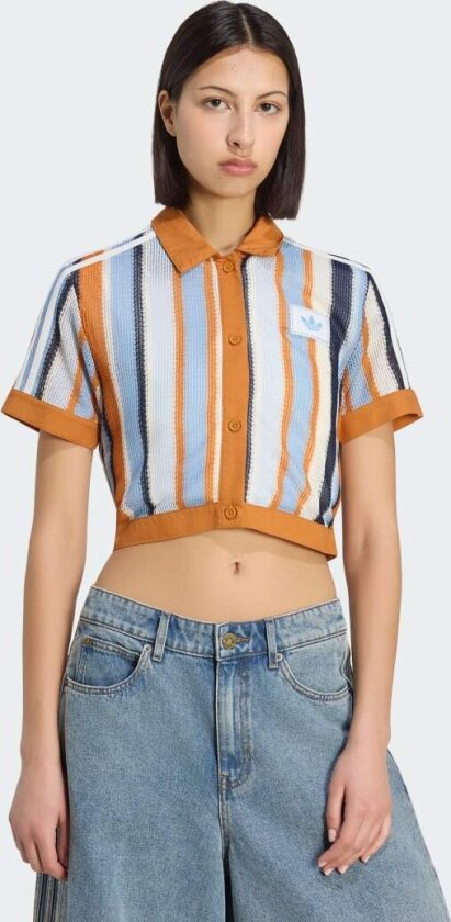 ADIDAS ORIGINALS SUMMER GLOW STRIPED CROPPED POLO