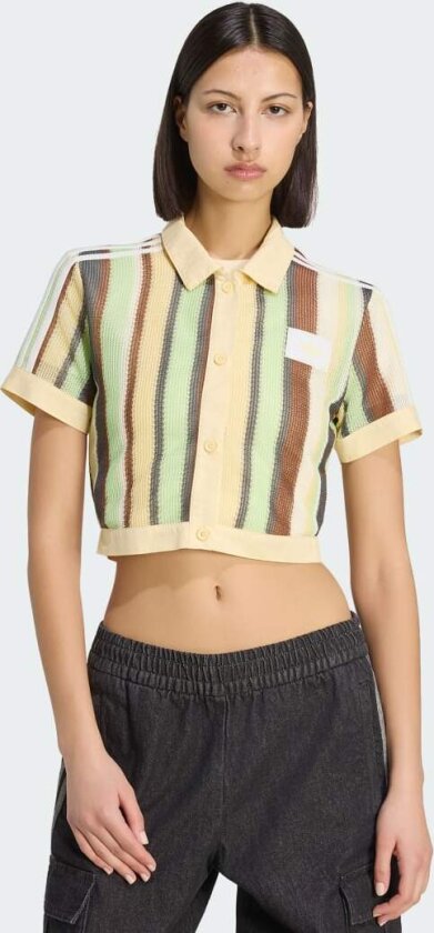 ADIDAS ORIGINALS SUMMER GLOW STRIPED CROPPED POLO