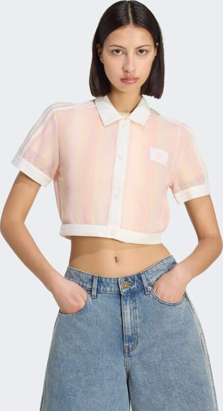 ADIDAS ORIGINALS SUMMER GLOW STRIPED CROPPED POLO