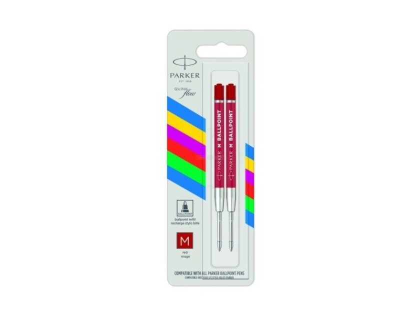 Ballpoint Pen Refill | Medium Tip | Red QUINKflow Ink | 2 Count