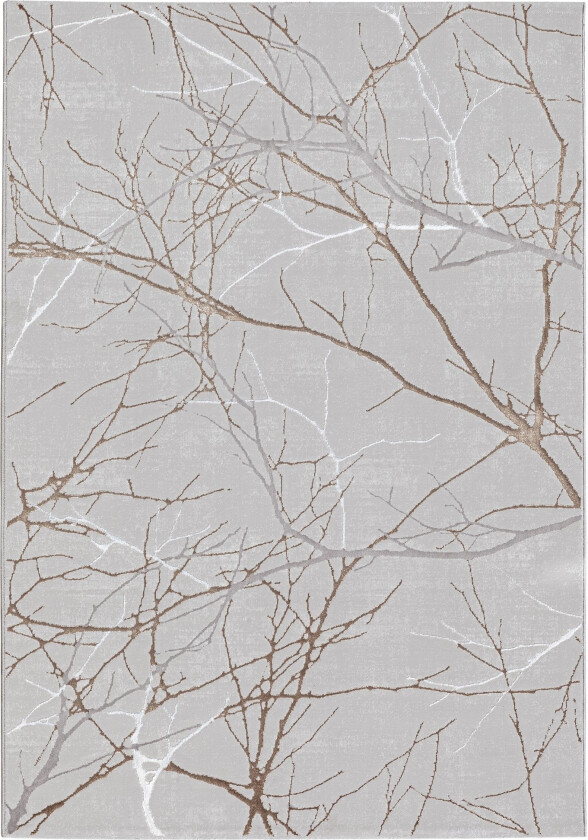 Gulvteppe - 160x230 cm - Vevd - Grå - gull/sølv detaljer - Creation - Nordstrand Home