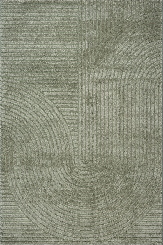 Gulvteppe - 140x200 cm - Vevd - Grønn med mønster - Elio - Nordstrand Home