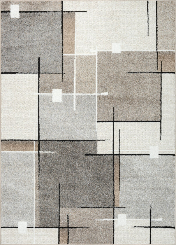 Gulvteppe - 140x200 cm - Beige med mønster - Thales - Nordstrand Home