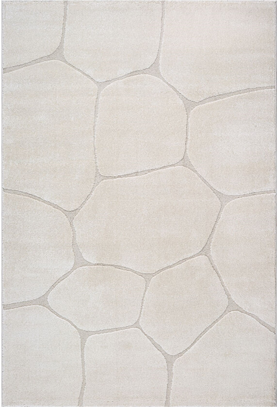 Gulvteppe - 140x200 cm - Vevd - Kremfarget - Steinmønster - Elio - Nordstrand Home