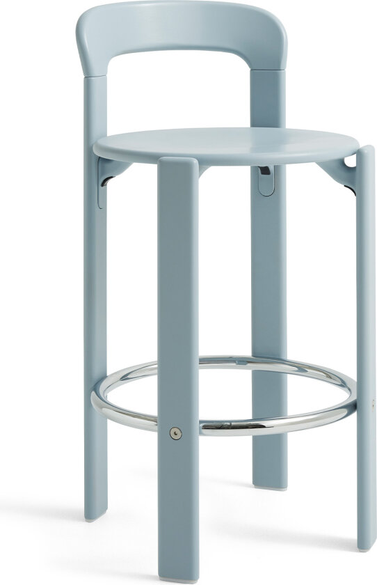 Rey Bar stool Low 4 leg base H65 Standard glider Slate blue water-based lacquered beech None - Barstoler & barkrakker - Bruno Rey - Blå - Tre