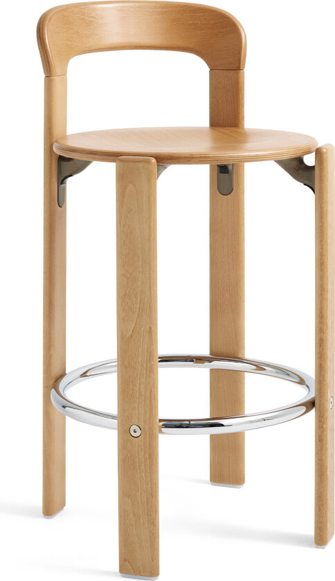 Rey Bar stool Low 4 leg base H65 Standard glider Golden water-based lacquered beech None - Barstoler & barkrakker - Bruno Rey - Gull - Tre