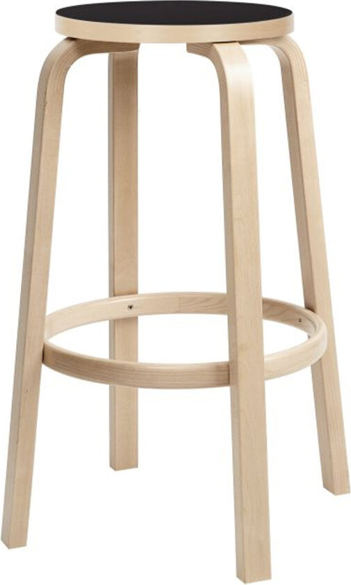 Barstol 64, 75 cm, Svart linoleum - Barstoler & barkrakker - Alvar Aalto - Tre farget - Tre/Plast