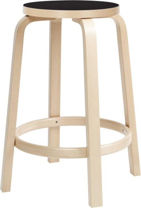 Barstol 64, 65 cm, Svart linoleum - Barstoler & barkrakker - Alvar Aalto - Tre farget - Tre/Plast
