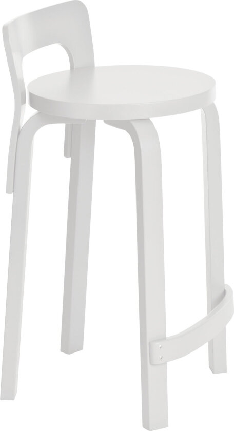 High Chair K65, Helt vitlackad - Barstoler & barkrakker - Alvar Aalto - Hvit - Tre