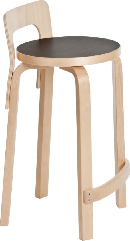High Chair K65, Klarlackade ben och ryggstöd, Vit laminat sits - Barstoler & barkrakker - Alvar Aalto - Tre farget - Tre