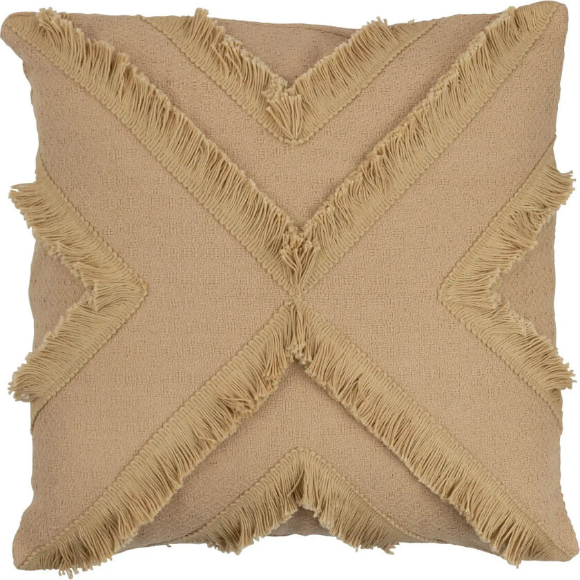 Cushion Cross Sq Polyes Beige - Beige - W40CM