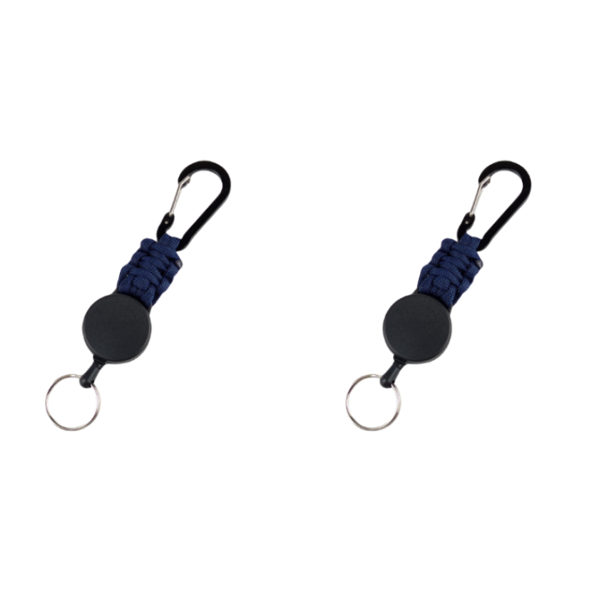 Uttrekkbar nøkkelring med belteklips, 2-pakning NavyBlue