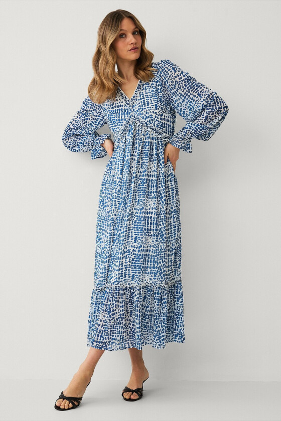 Maxikjole i chiffon - Blå