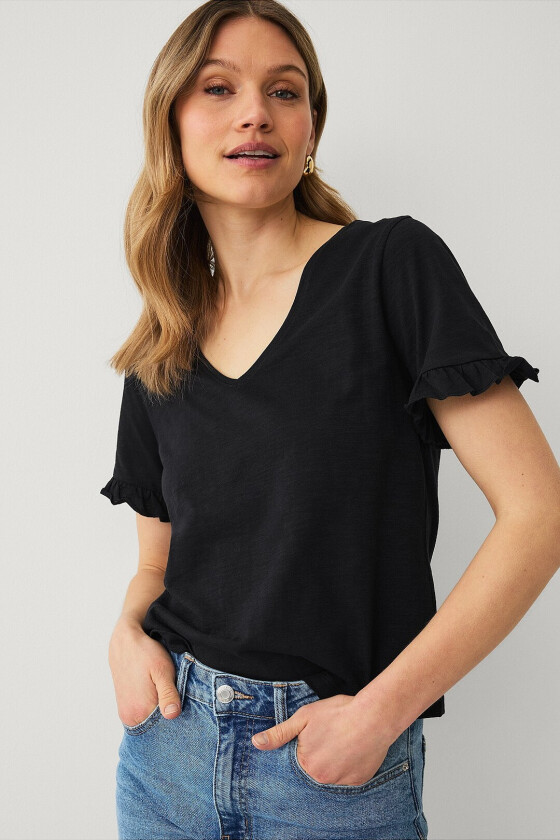 Topp med volangermet - Svart