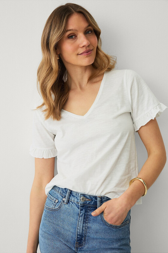 Topp med volangermet - Hvit