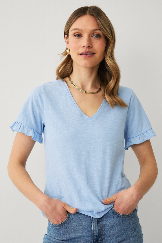 Topp med volangermet - Blå