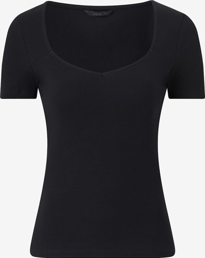 Topp med hjerteformet hals - Svart