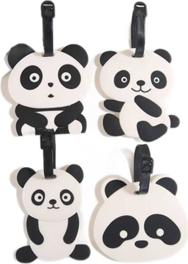 4 stk. bagasjelapper, reiselapper for kofferter, fleksibel silikonpanda, koffertlapper med ID, navn, adresse