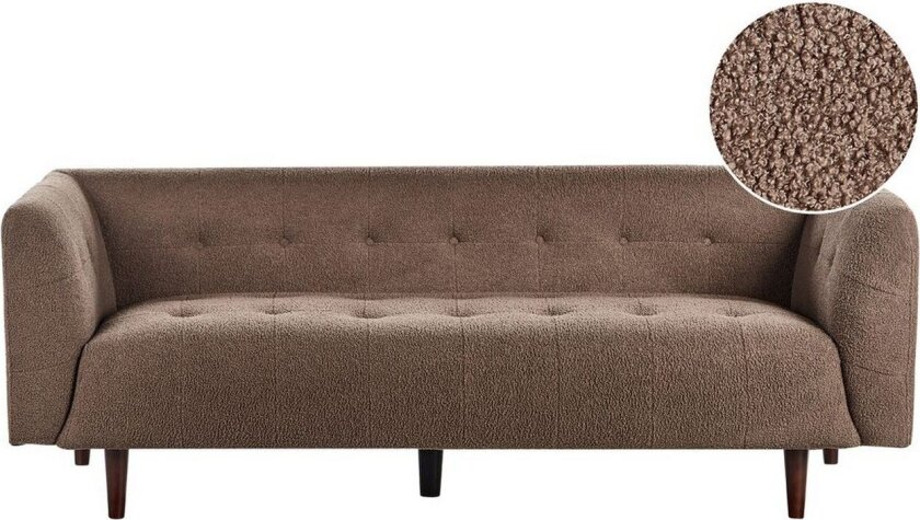 3-sitssoffa Beliani Byske Beige, mörkt trä Brown\|\|Dark colored wood