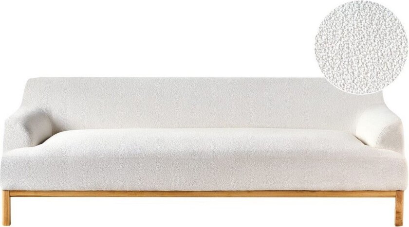 3-sitssoffa Beliani Sosjo Beige, ljust trä White\|\|Light colored wood