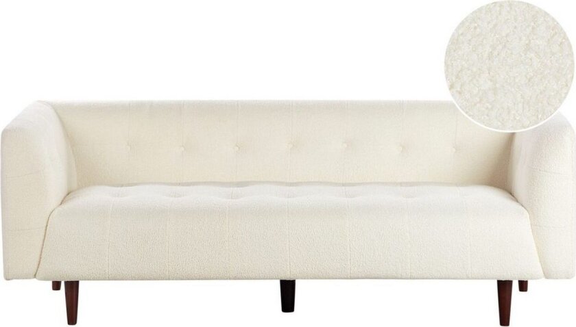 3-sitssoffa Beliani Byske Beige, mörkt trä White - Hvit