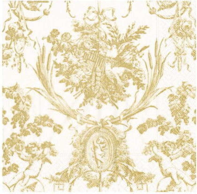 Romantic Toile serviett gull 20-pk