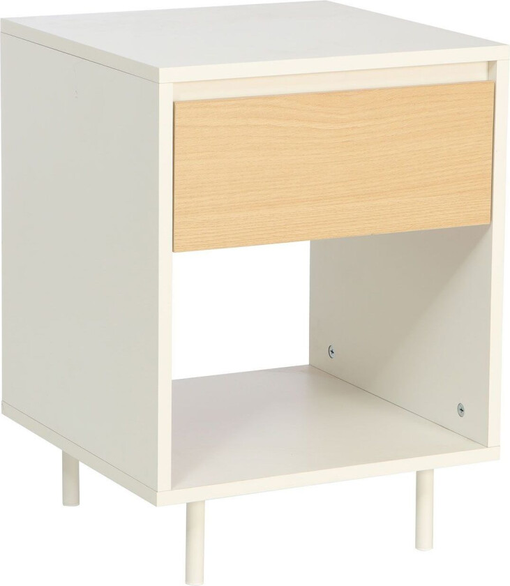 Nattbord/sidebord HOME4YOU Herta 40x40x54 cm - lyst tre/hvit