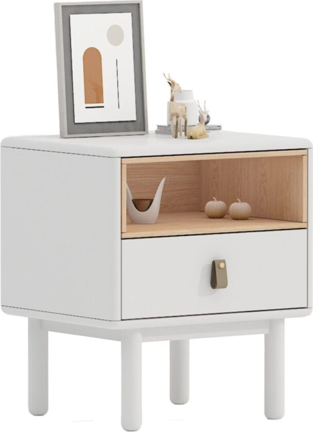 Nattbord HOME4YOU Iris 48x40x55 cm Hvit - hvit
