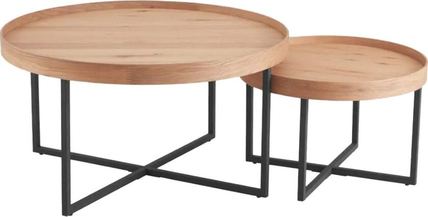 Sofabord HOME4YOU Music 2 stk. sett eik 70x46, 50x38 - Eik