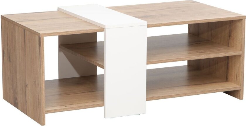 Sofabord HOME4YOU Hannes 100x53x41,5 cm rustikk / hvit melamin - Lyst rustikt tre / hvit