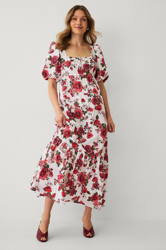 Maxikjole med bobleermer - Hvit