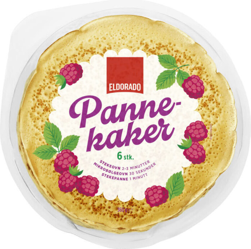 Pannekaker 6 ferdigstekte pannekaker som enkelt varmes i ovn eller mikro.
Server med søt eller salt topping for et enkelt og godt måltid.