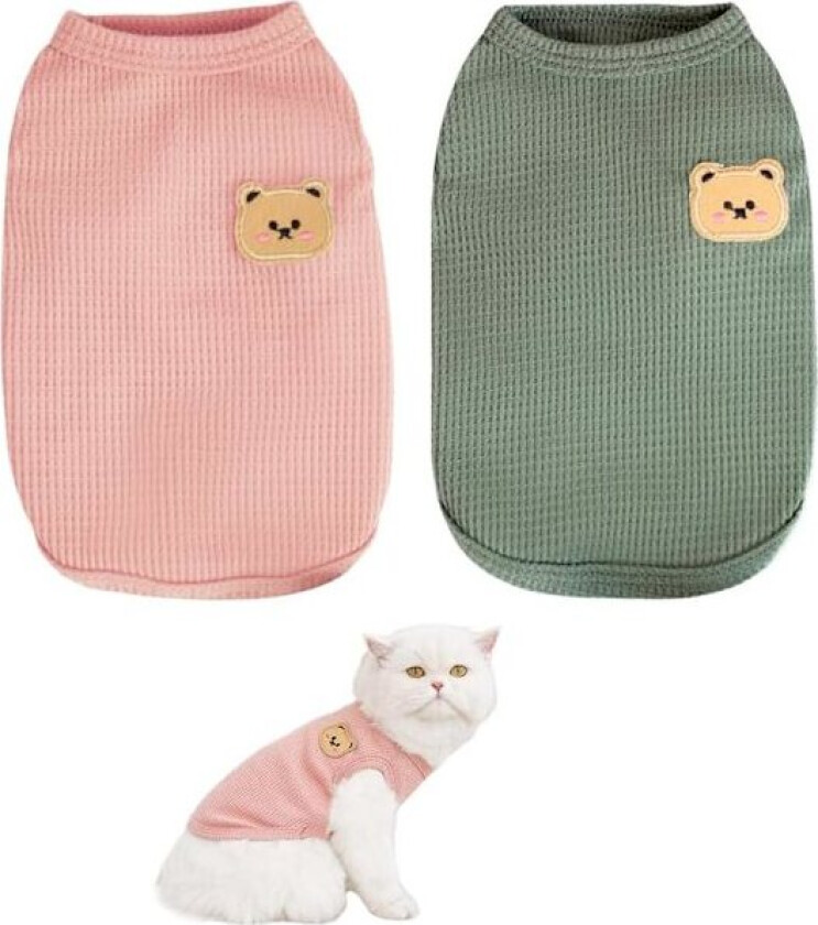 2 stk. Vaffel Kattegenser, Katteklær, Liten Hundegenser, Kjæledyr Kattegenser, Hundegensere, Varm Kattegenser, Kjæledyrvest for Liten Medium Hund Valp Katt