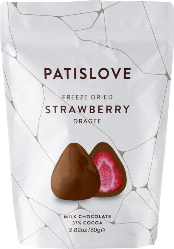 Jordbær Dragee Sprø frysetørkede jordbær dyppet i silkemyk melkesjokolade – friskhet og fylde i perfekt balanse.