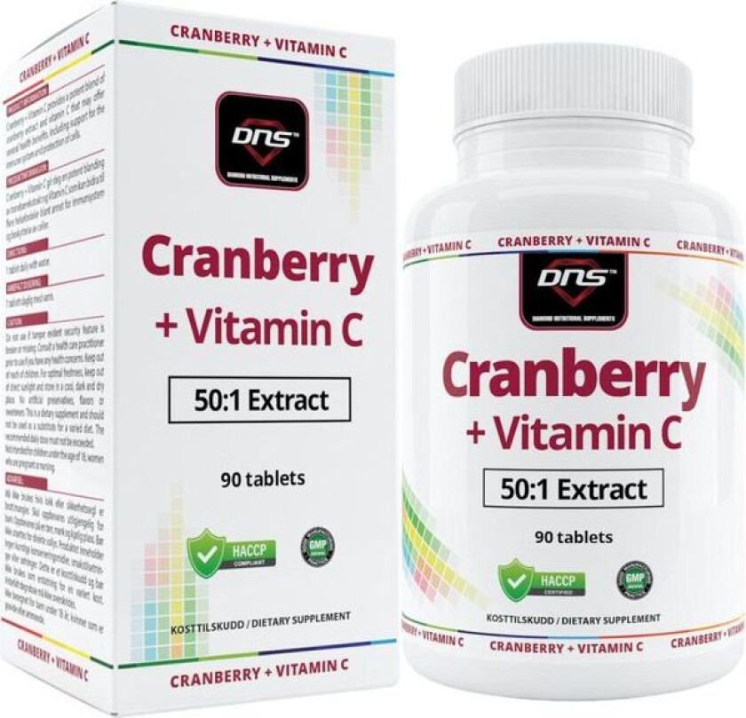 Cranberry (Tranebær) + Vitamin C - 90 tabletter