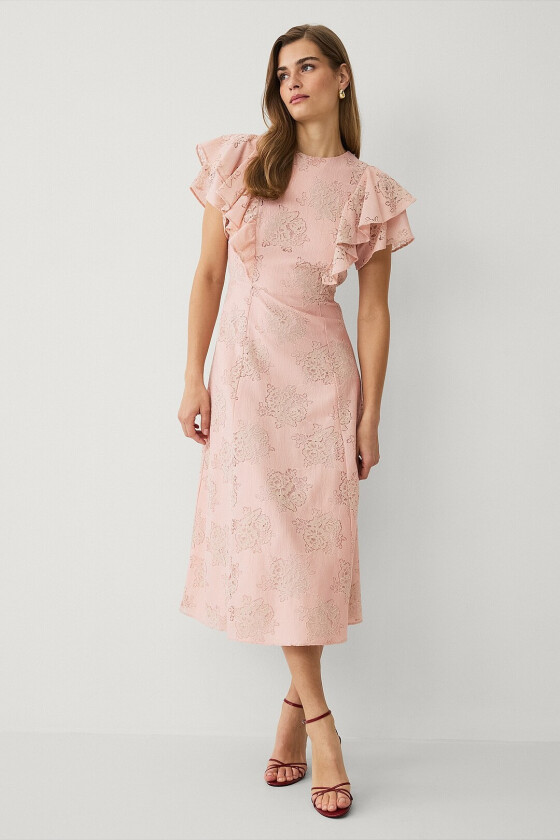 Blondekjole med volanger - Rosa