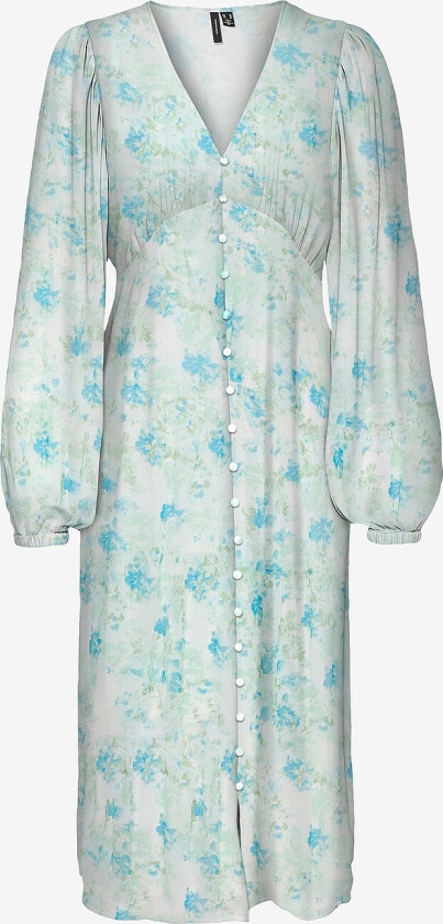 Kjole vmSmilla LS V-neck Calf Dress - Hvit